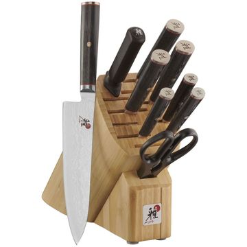 Zwilling J.A. Henckels Miyabi Black 5000MCD67 10 Piece Magnetic Block Set,  Big Leaf Maple Burl Wood Handles - KnifeCenter - 34060-001