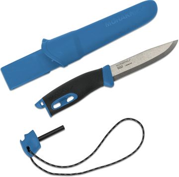 Morakniv Mora of Sweden Blue Companion Knife 4 Stainless Steel Blade,  Rubber Handle, Polymer Sheath - KnifeCenter - M-12159