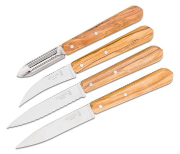 Opinel 4-Piece Essentials Small Kitchen Knives Set, Primavera Multi-Color  Hornbeam Handles