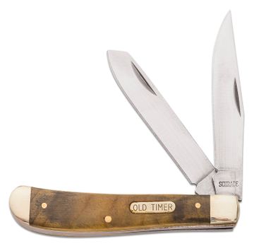 Schrade Old Timer Trail Boss Folding Knife 3.5 8Cr Satin Gut Hook
