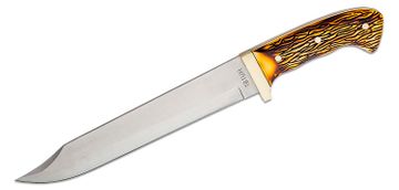 Muela VIPER-11S Gut Hook Fixed Blade, 4.5 Satin Blade, Stag Handle, Brown  Leather Sheath - KnifeCenter - MUE93301