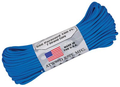 Atwood Rope 550 Paracord, Thin Blue Line, 100 Feet - KnifeCenter