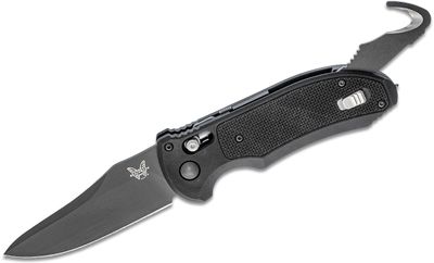 Benchmade AUTO AXIS Triage Rescue Folder 3.58 inch Black Plain Blade, Aluminum with Black G10 Inlays