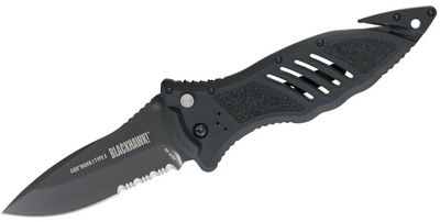 BLACKHAWK! CQD Mark 1 Type E Folding Knife 3.75 inch Combo Blade, Black Nylon Handles