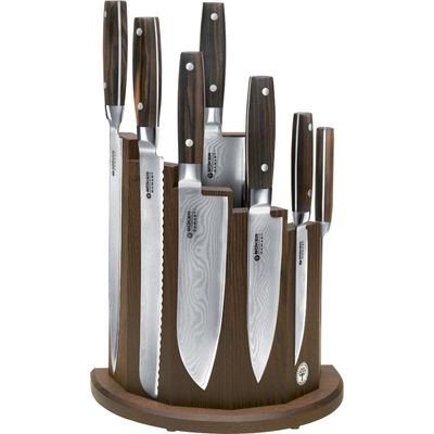 Boker Damascus Olive 8 Piece Kitchen Block Set, Olive Wood - KnifeCenter -  130445SET