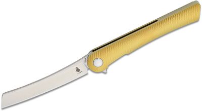 Kizer Cutlery Alex Berkowitz Mercury Frame Lock Flipper Knife 3.27 inch S35VN Stonewashed Sheepsfoot Blade, Bronze Contoured Titanium Handles