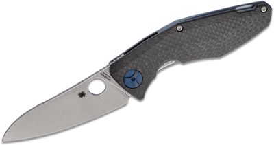 Spyderco Dmitry Sinkevich Drunken Folding Knife 3.5 inch S90V Stonewashed Plain Blade, Carbon Fiber and Titanium Handles