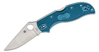 Spyderco Stretch 2 Lightweight Folding Knife 3.45 inch K390 Satin Plain Blade, Blue FRN Handles