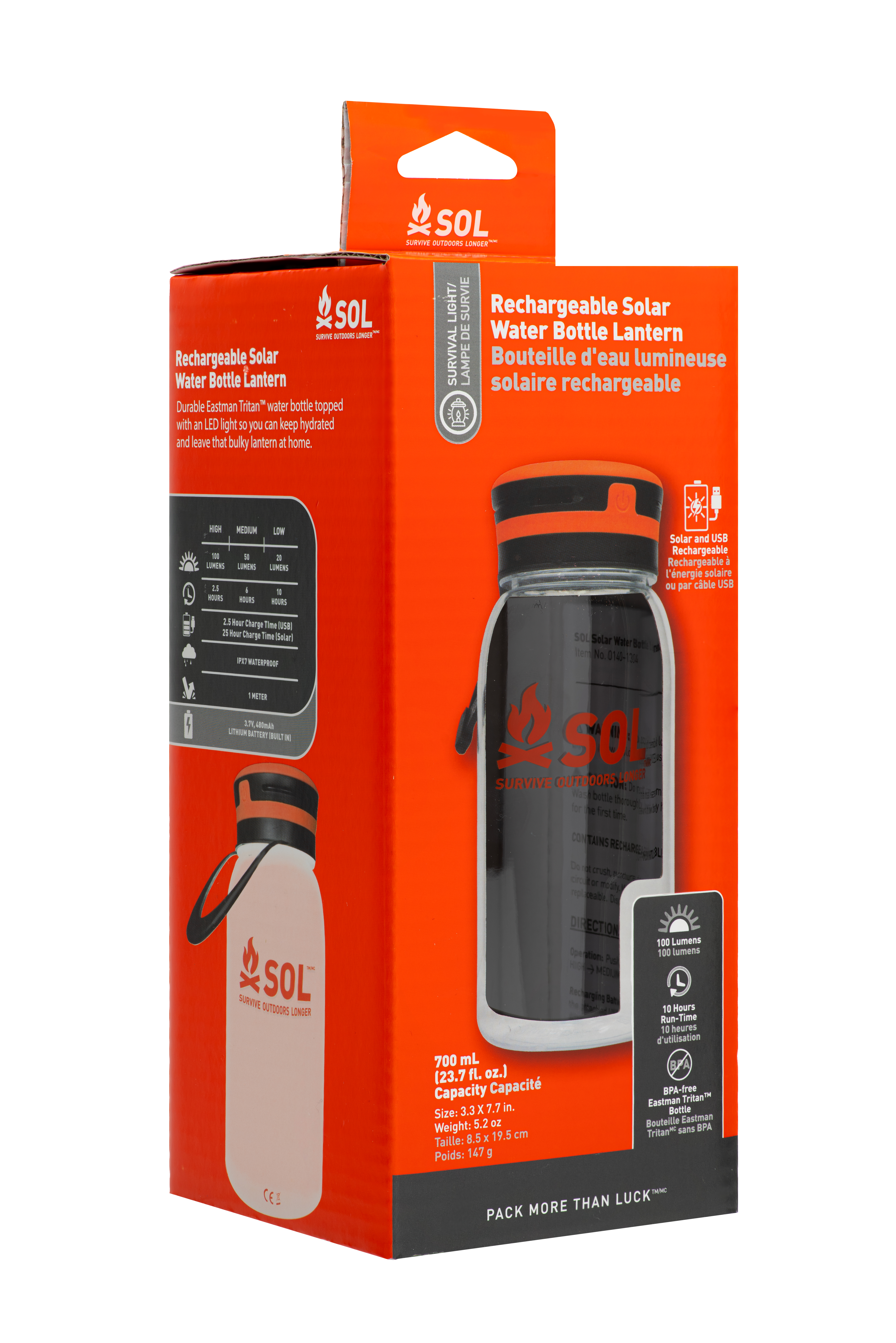 S.O.L. Venture Solar Lantern Water Bottle, 700 mL - KnifeCenter S.O.L. Venture Solar Lantern Water Bottle, 700 mL - KnifeCenter