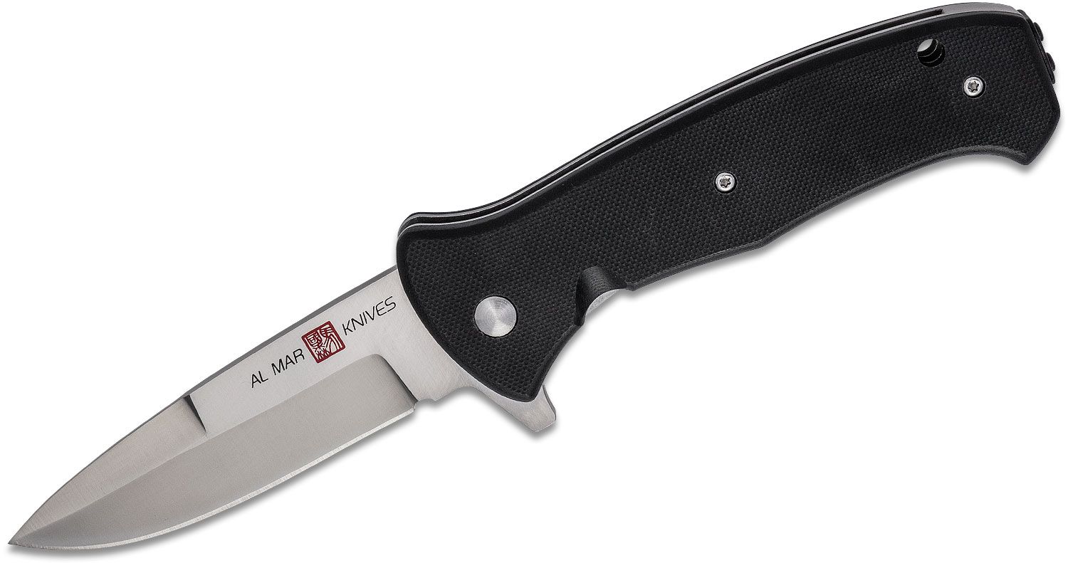 progressiv Sophie pædagog Al Mar SERE 2020 G Assisted Flipper Knife 3.6" D2 Satin Talon Drop Point,  Black G10 Handles - KnifeCenter - AMK2202