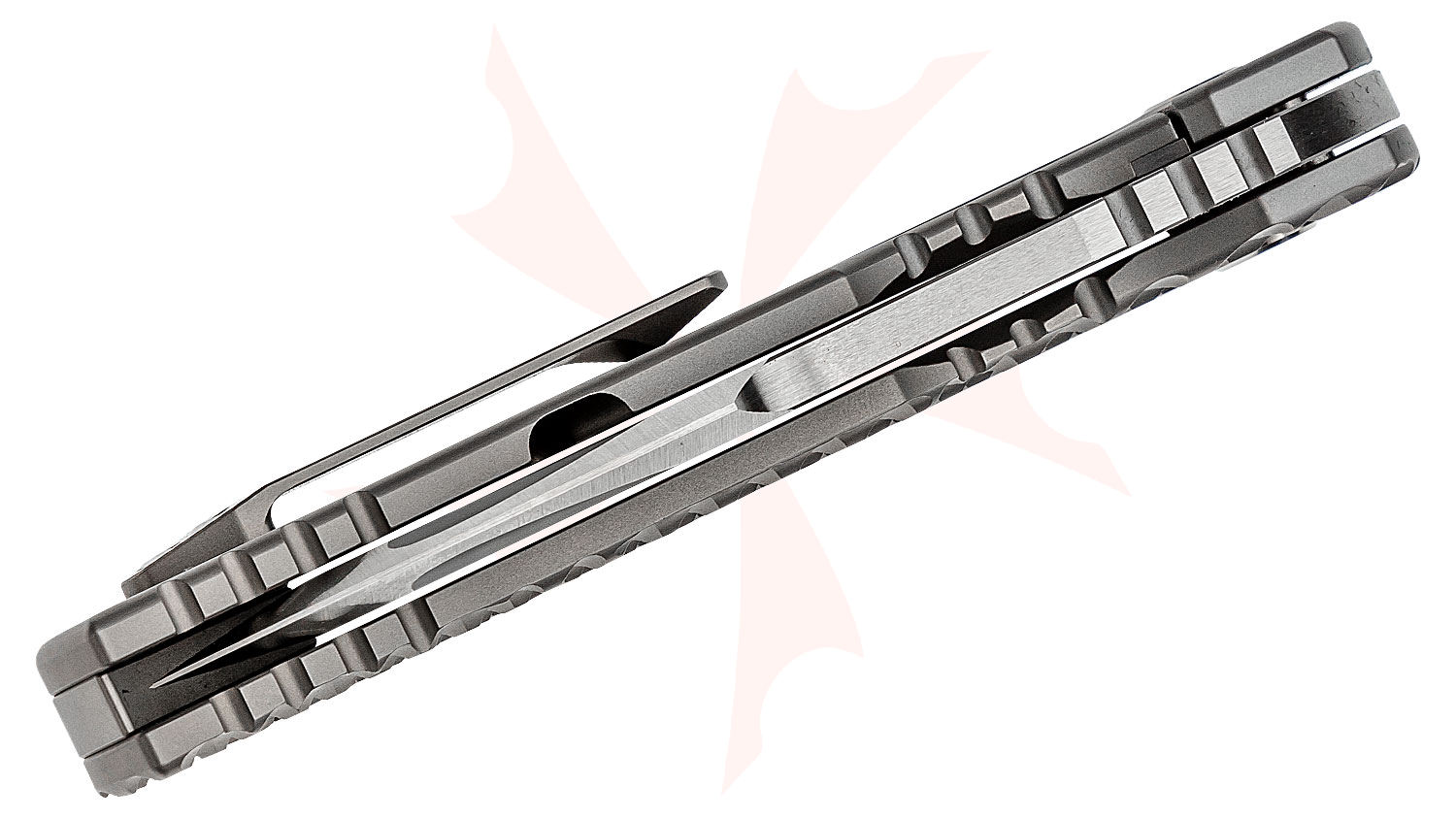 Alphahunter Tactical Design Custom Blasted Gladiator Apocalypse Folding Knife 3 875 M390 Satin Compound Tanto Blade Bead Blasted Milled Titanium Handles Knifecenter Discontinued
