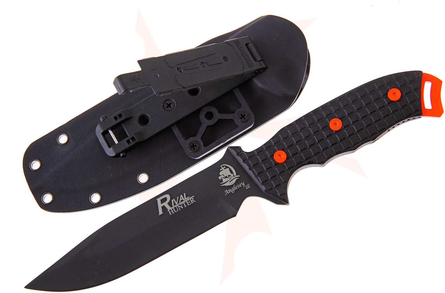 Anglesey Knives Rival The Hunter Fixed 6" Black 440C Drop Point Blade