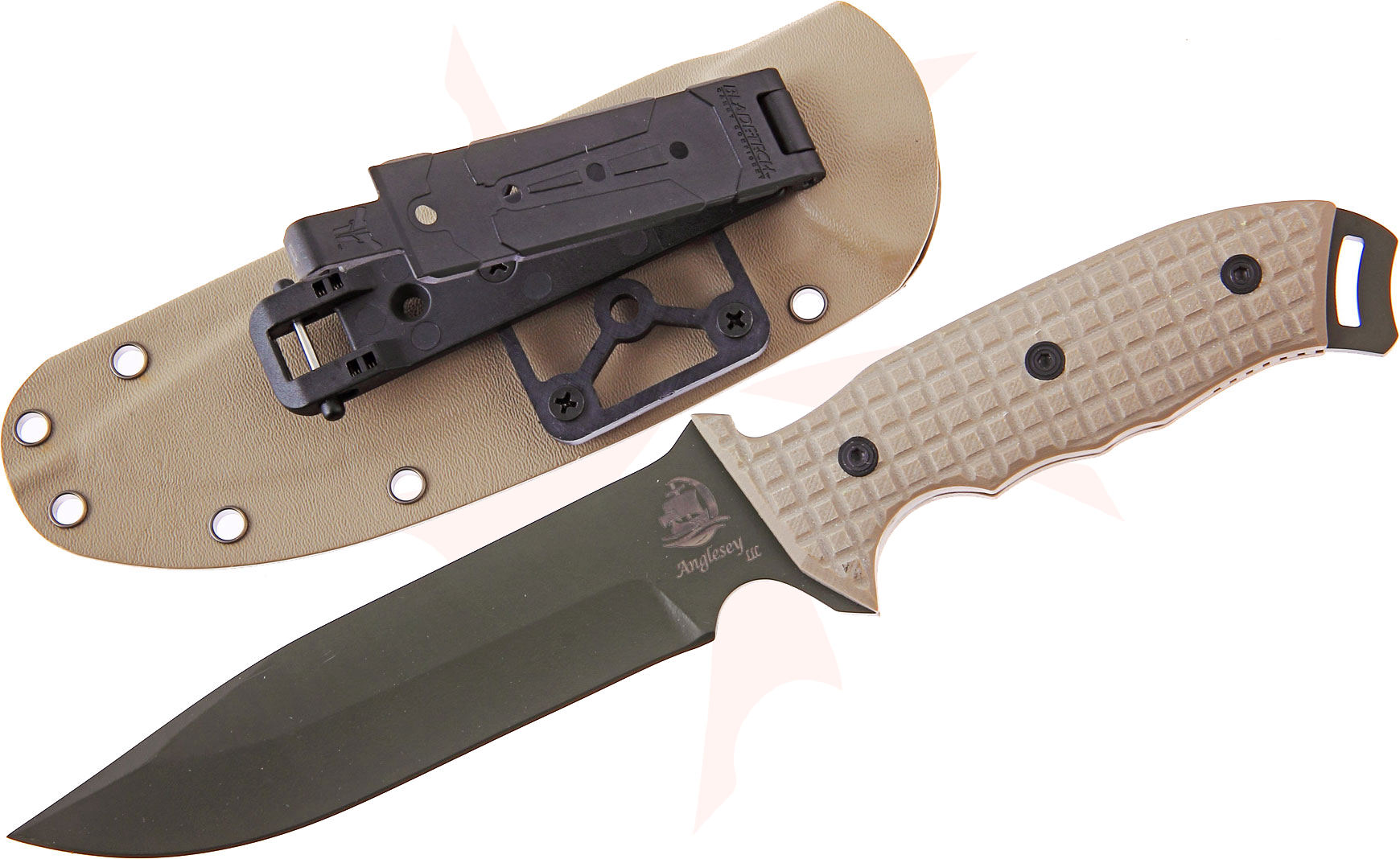 Anglesey Knives Rival Olive Drab Fixed 6" Black 440C Drop Point Blade