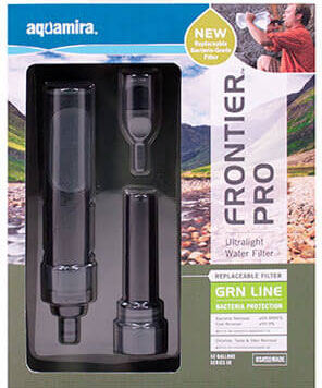 Aquamira Frontier Pro Tactical Water Filter - Ultralight Straw Filter, Removes Bacteria & Chemicals (GRN Series)