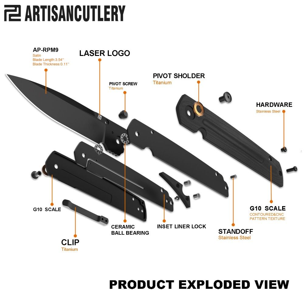 ArtisanCutlery Sirius Front Flipper Knife 3.54