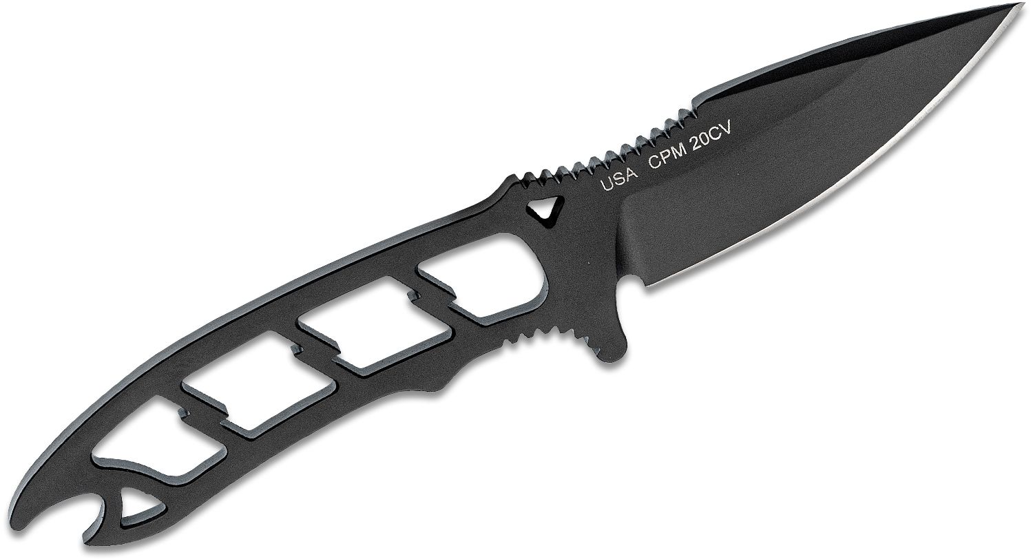Attleboro Knives Dau Tranh Plain Edge CPM-20CV  Black Blade Black Kydex Sheath 