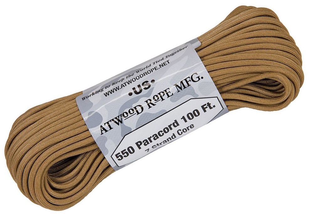Atwood Rope 550 Paracord, Tan, 100 Feet - KnifeCenter - RG1222H