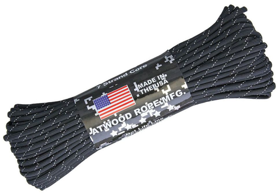 Atwood Rope 550 Paracord, Reflective Black, 100 Feet - KnifeCenter