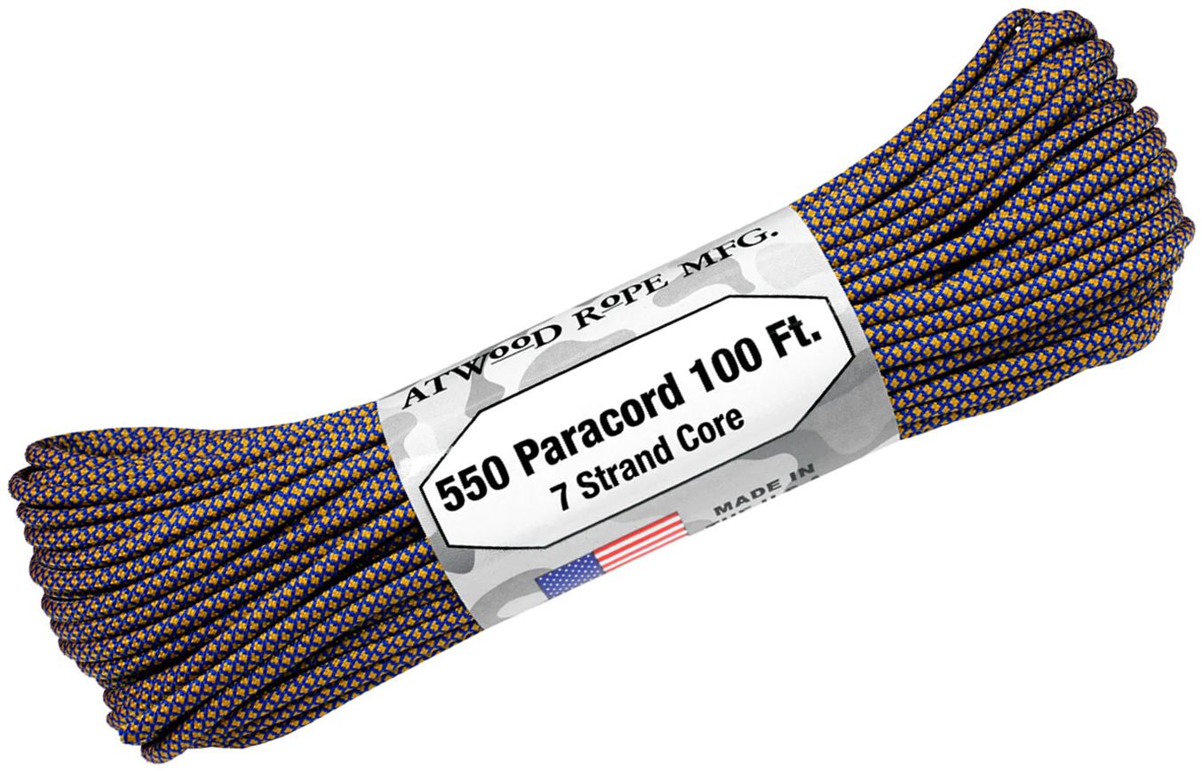 Atwood Rope MFG Thin Blue Line 550 7-Strand Blue 100' Paracord Parachute Cord 