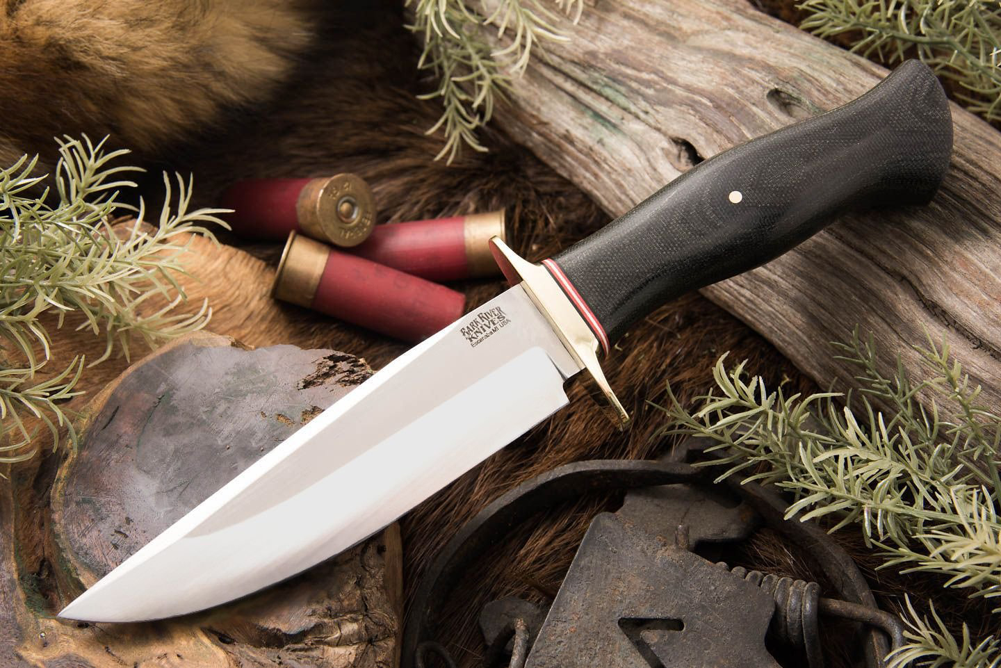 Bark River Knives Vest Pocket Bowie Model A Fixed 5.5" A2 Tool Steel Blade, Black Canvas Micarta