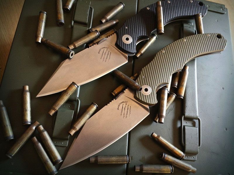 Bastinelli Knives Big Dragotac Black G10 Folding Knife 4.5 M390