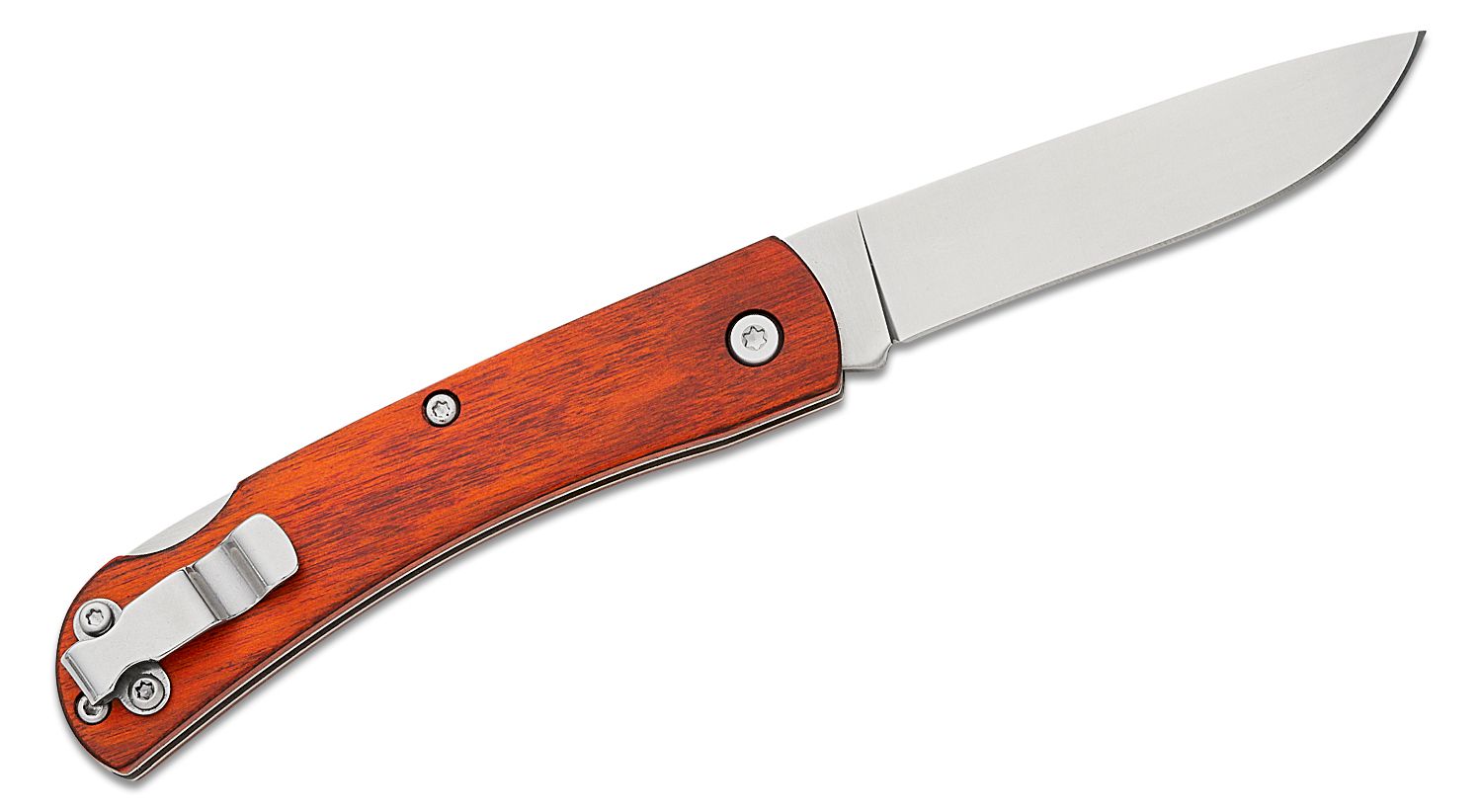 2.75 Closed Mini Folding Pocket Knife Red Wood Handle for