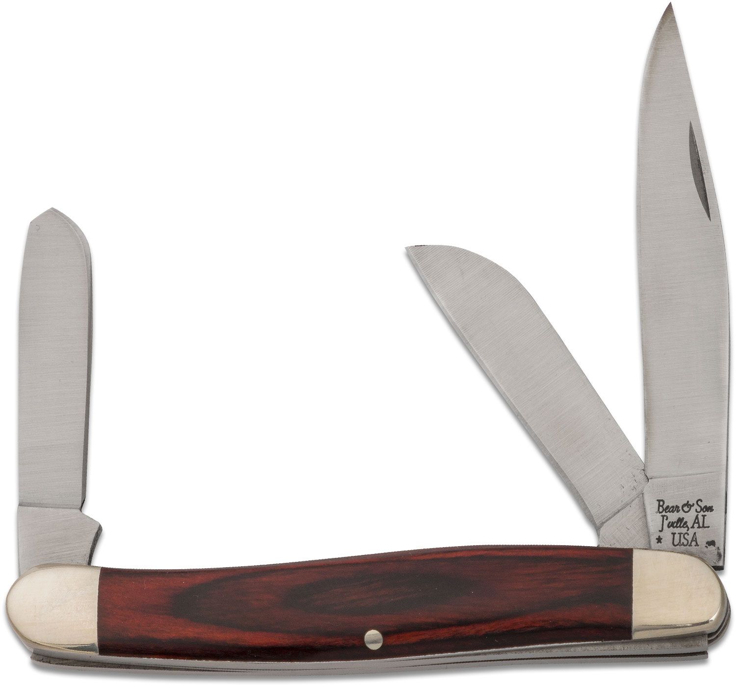 Bear & Son Large Stockman Knife w/ 3 Blades & Rosewood Handle - 4.0 Closed  - KnifeCenter - 247R