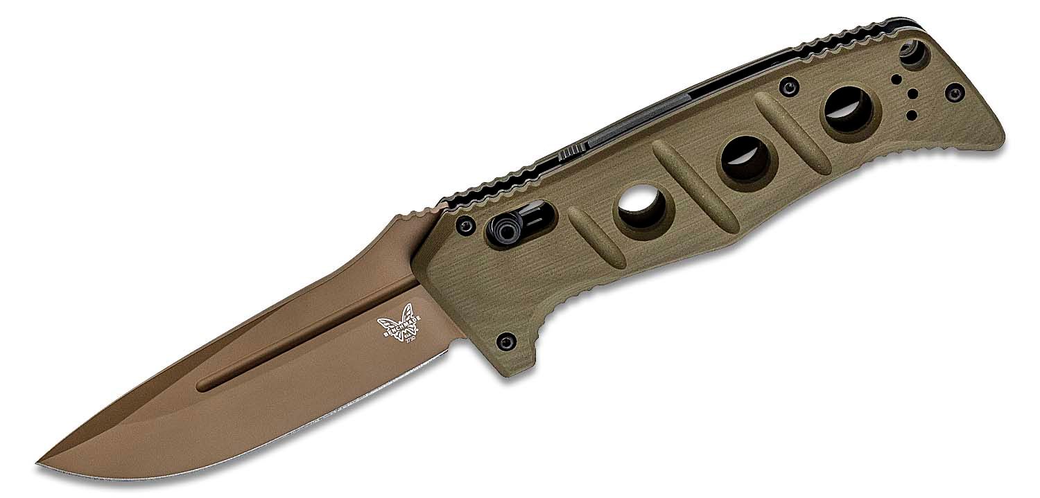 Benchmade 2750FE-2 Shane Sibert AUTO Ballistic Handles, KnifeCenter Blade, Adamas Knife CruWear Flat Folding Dark - 3.78\