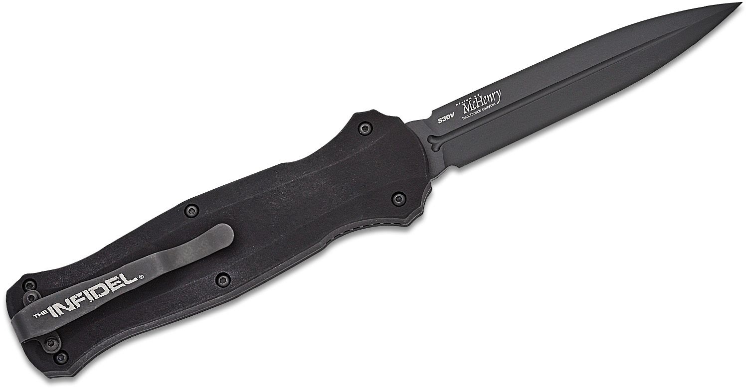 3300BK Infidel Knife - Black Aluminum OTF Dagger