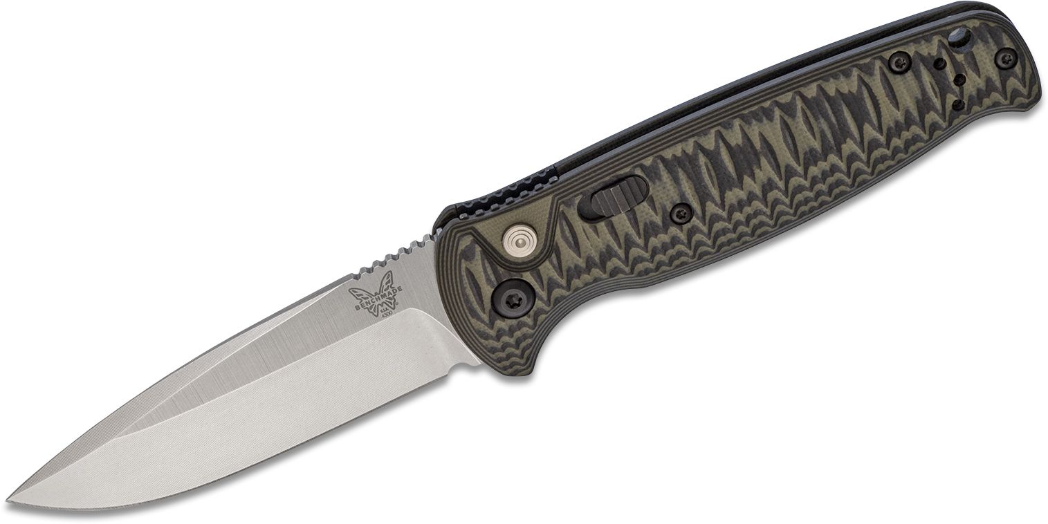 Måske Dårlig skæbne Diplomati Benchmade CLA AUTO Folding Knife 3.4" Stonewash 154CM Plain Blade, Green  and Black G10 Handles - KnifeCenter - 4300-1