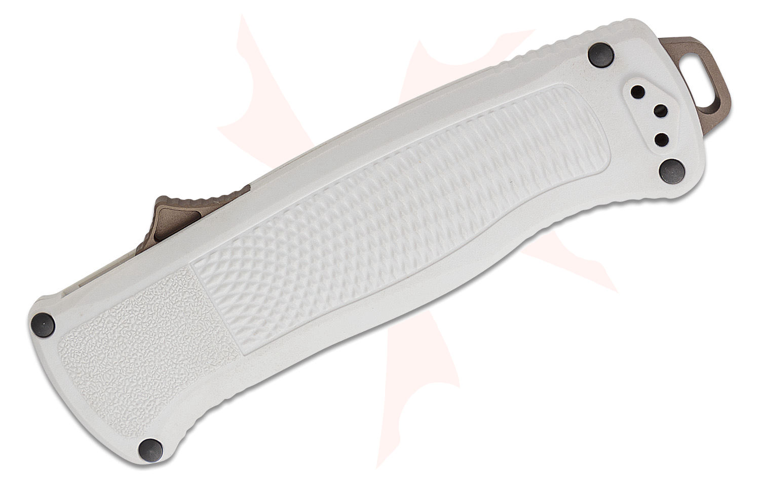 Benchmade 5370FE-02 Shootout OTF AUTO Knife 3.51" CPM-CruWear Flat Dark  Earth Tanto Blade, Cool Gray Grivory Handles - KnifeCenter