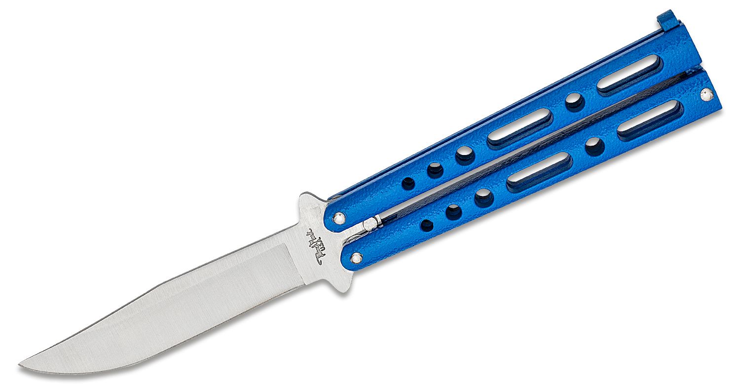 Reparation mulig Rastløs Skyldfølelse Benchmark Balisong Butterfly Knife 4.09" Clip Point Blade, Blue Handles -  KnifeCenter - BM011