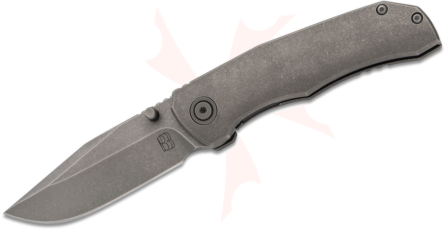 Berg Blades MidTech Iron Pup Flipper Knife 2.875" CPM20CV Stonewashed Clip Point Blade and
