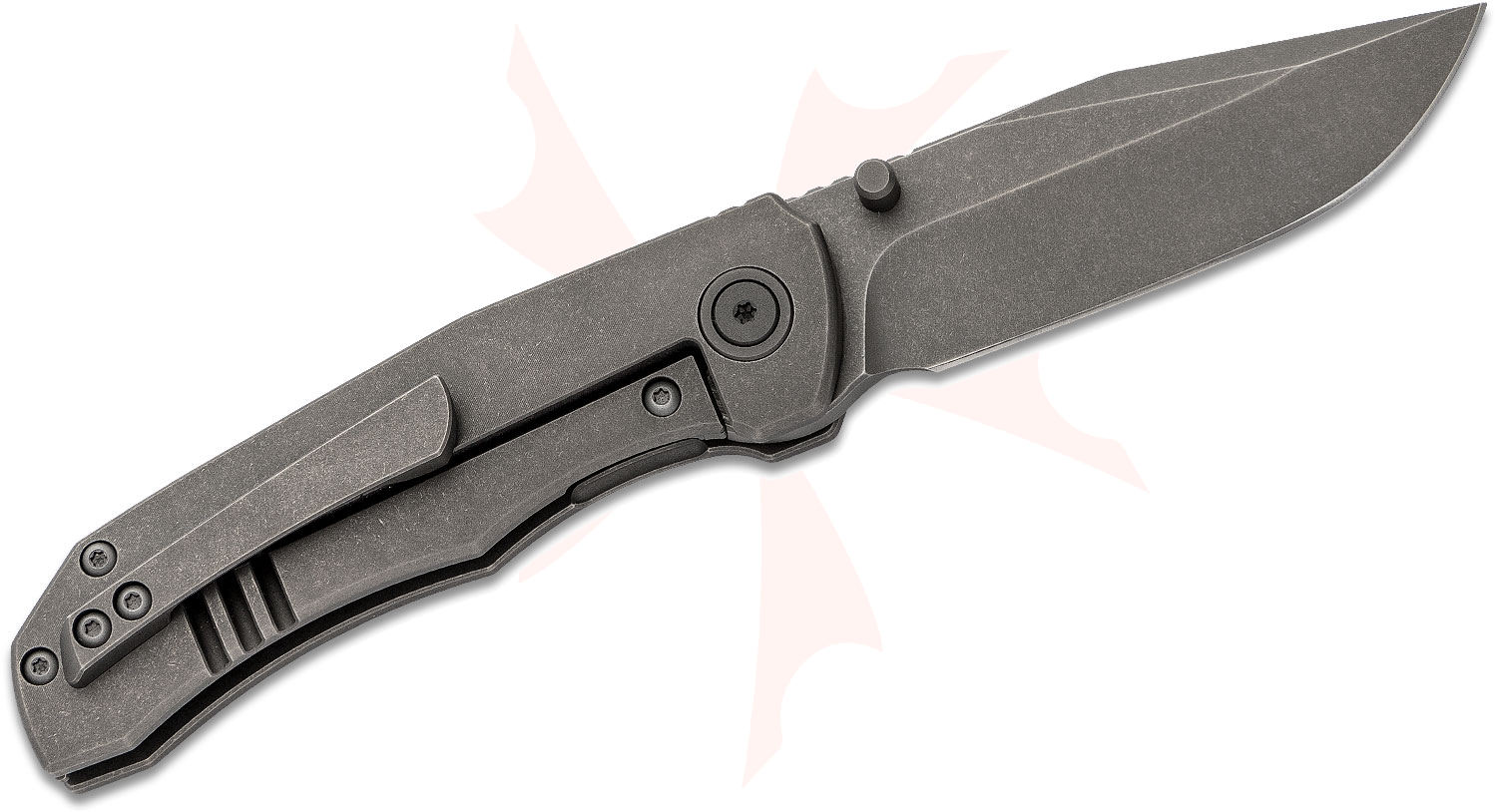 Berg Blades MidTech Iron Pup Flipper Knife 2.875" CPM20CV Stonewashed Clip Point Blade and