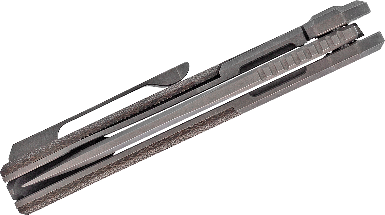 Berg Blades MidTech Iron Pup Flipper Knife 2.875" S35VN Clip Point Blade, Stonewashed Titanium