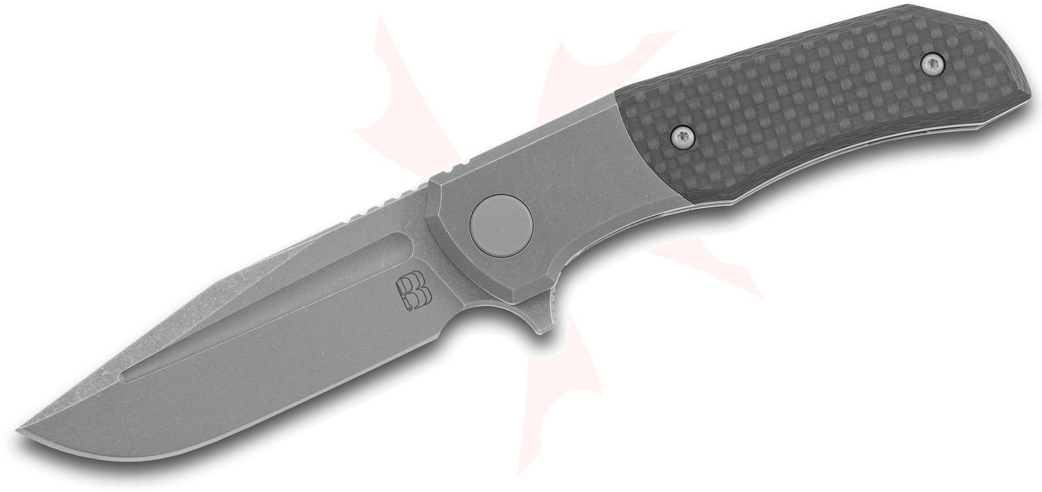 Berg Blades MidTech Iron Pup Flipper Knife 2.875" S35VN Clip Point Blade, Stonewashed Titanium