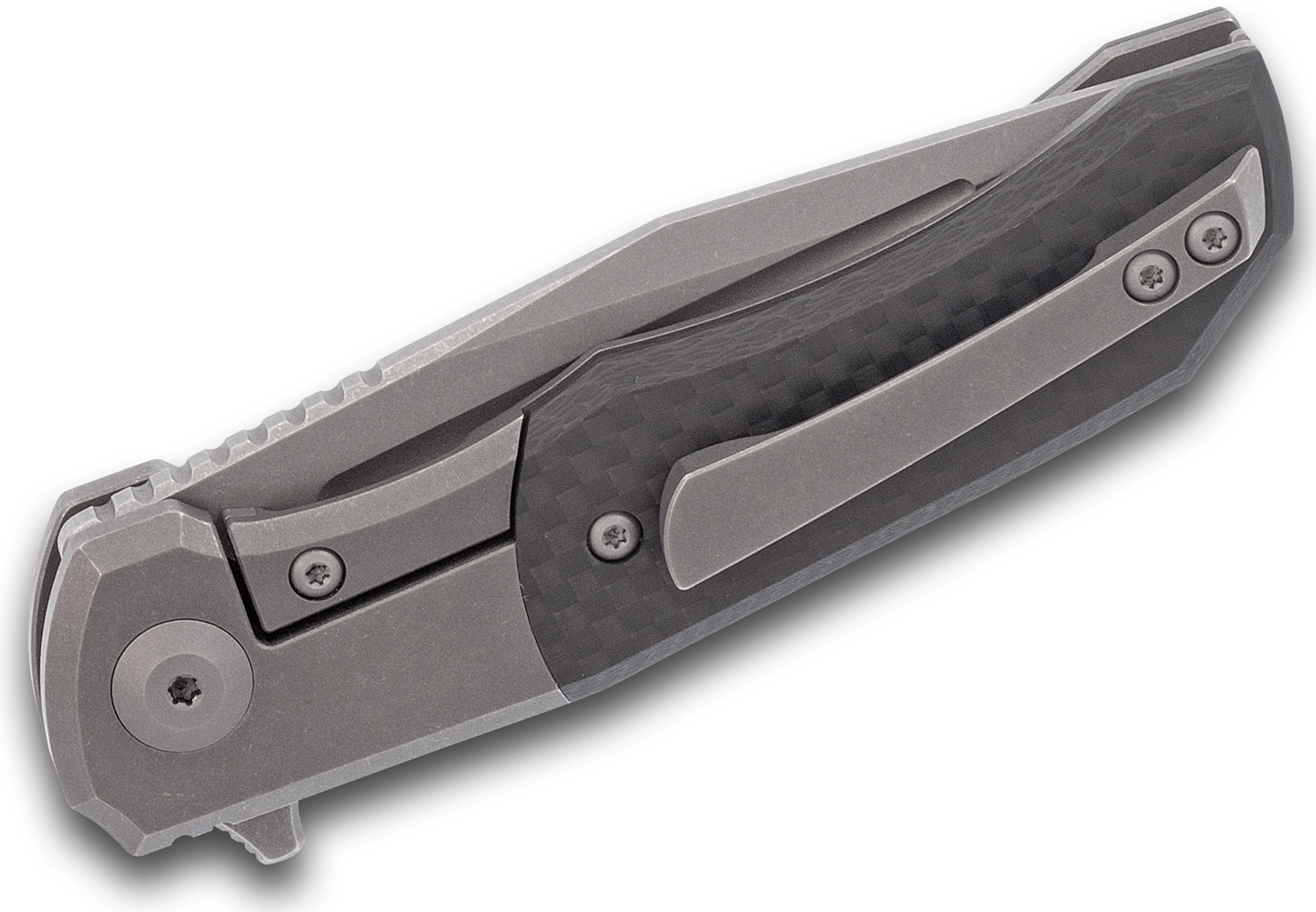 Berg Blades MidTech Iron Pup Flipper Knife 2.875" S35VN Clip Point Blade, Stonewashed Titanium