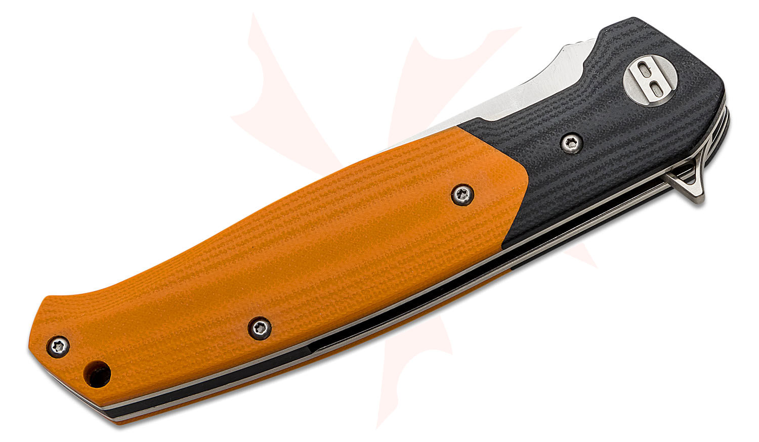 Bestech Knives Swordfish Flipper Knife 4" D2 Satin Blade, Orange and