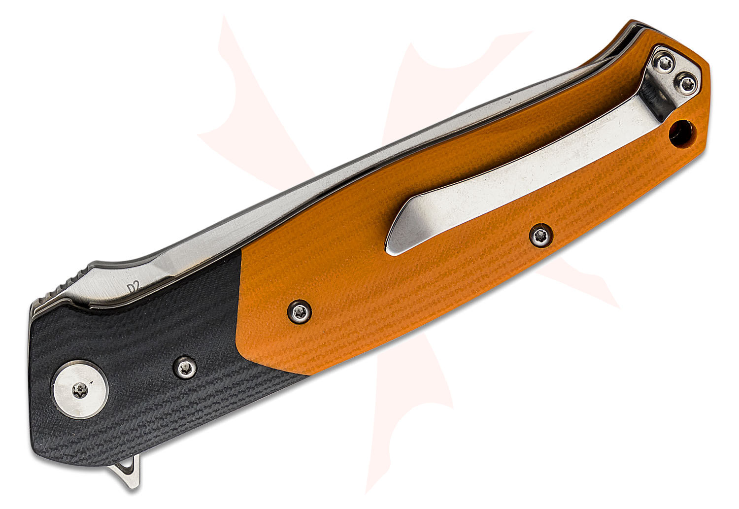 Bestech Knives Swordfish Flipper Knife 4" D2 Satin Blade, Orange and