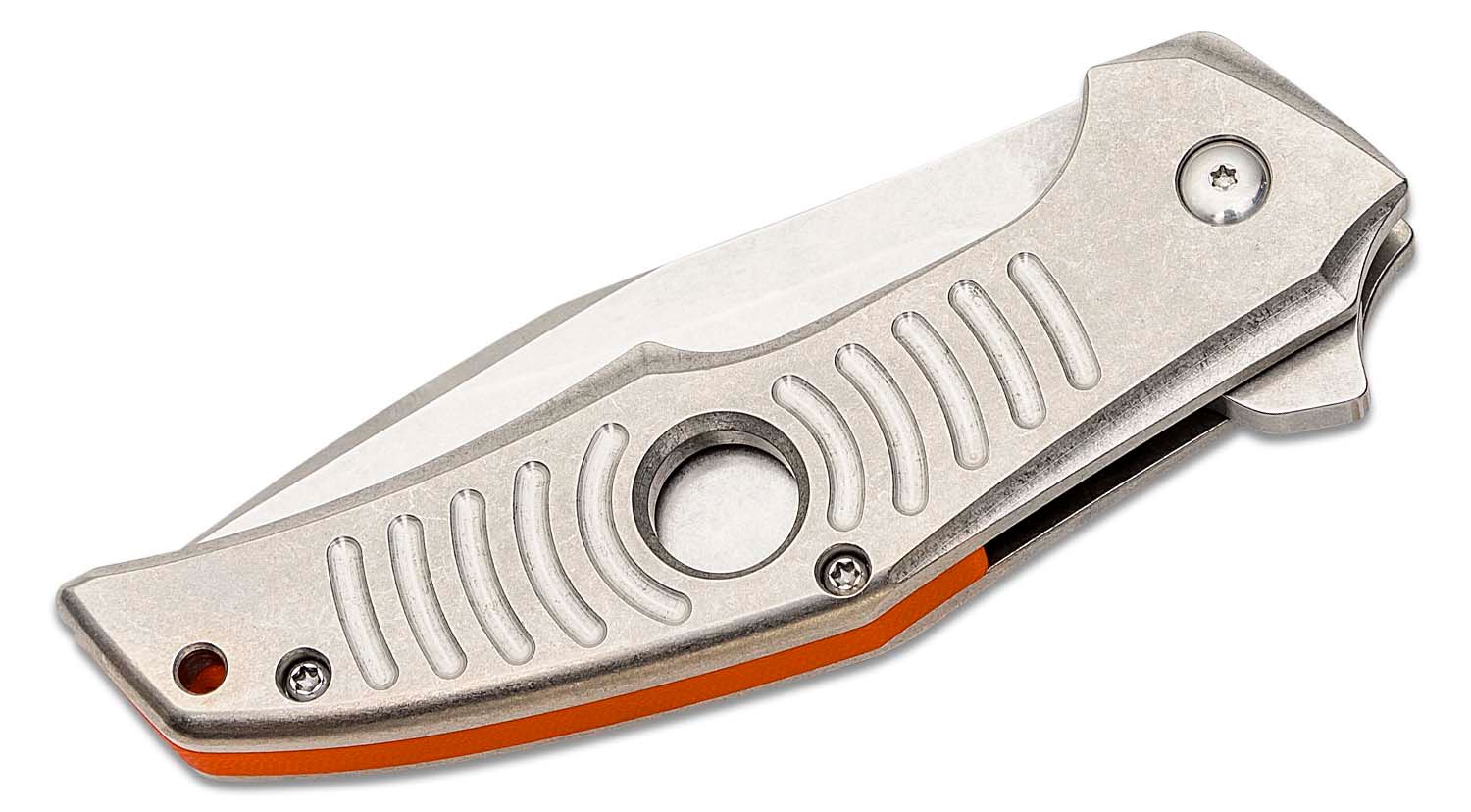 Tashi Bharucha Design Rowdy HiTech Flipper Knife 3.5 CPM-154 Stonewashed  Blade, Chamfered Hole/Grooved Titanium Handles - KnifeCenter - Discontinued