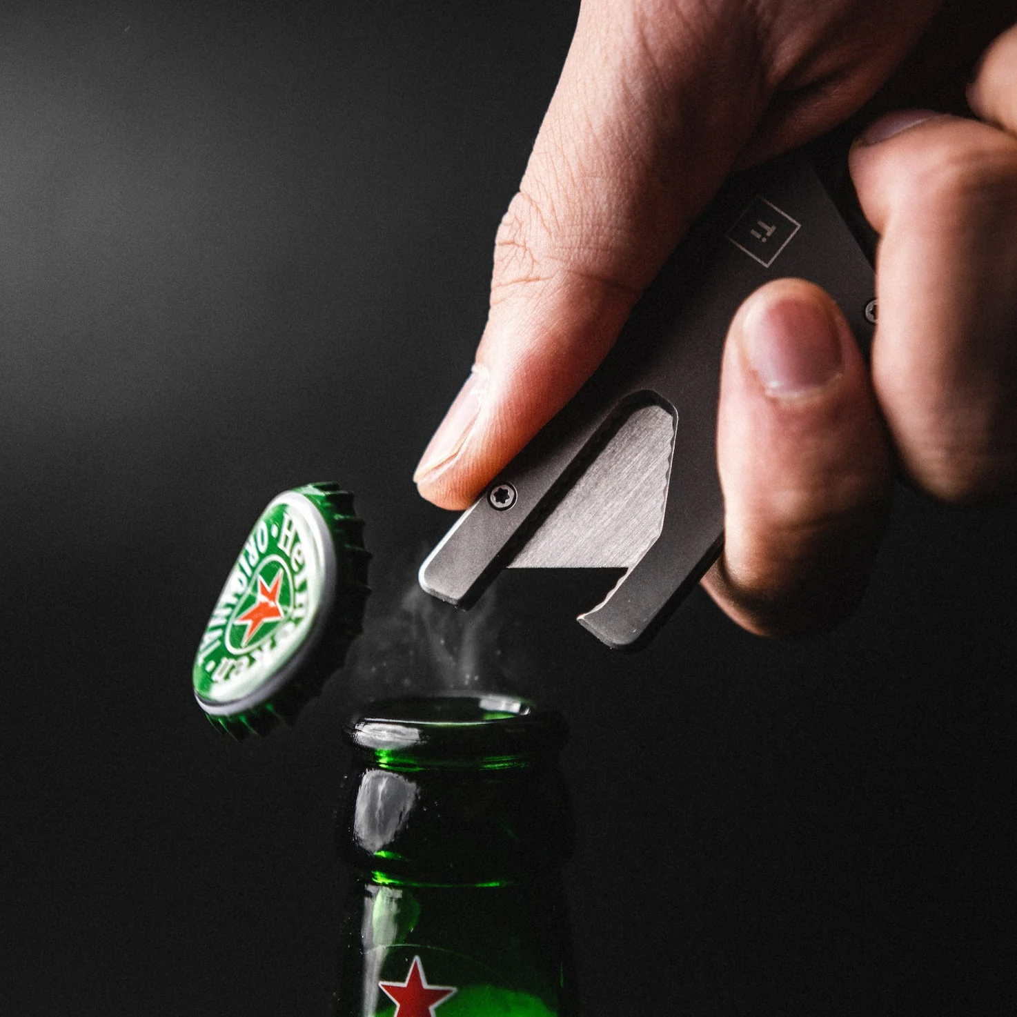 BIGiDESIGN TPT Slide Titanium Pocket Tool, 3" Overall, Stonewashed Titanium, Black Leather