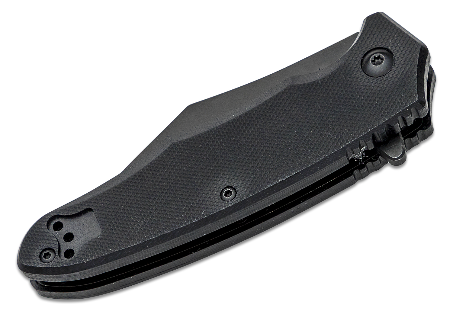 Jubil Front Flipper Knife 2.95 Black D2 Wharncliffe Plain Edge Blade, Black G10 Handle