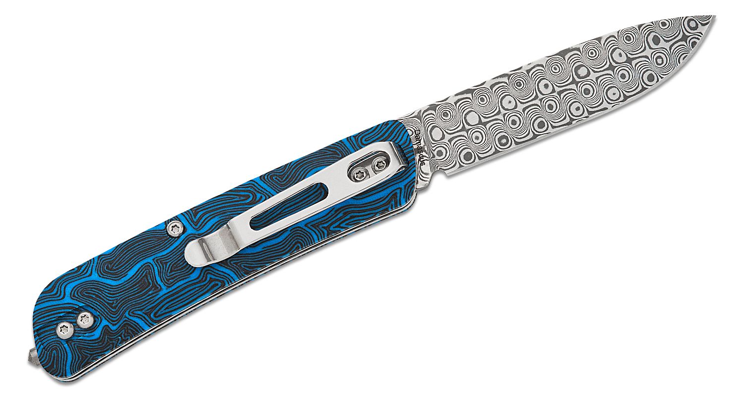 Boker Plus Tech-Tool Slipjoint Pocket Knife 2.8 Damascus Drop Point Blade,  Blue Damast G10 Handles - KnifeCenter - 01BO559DAM