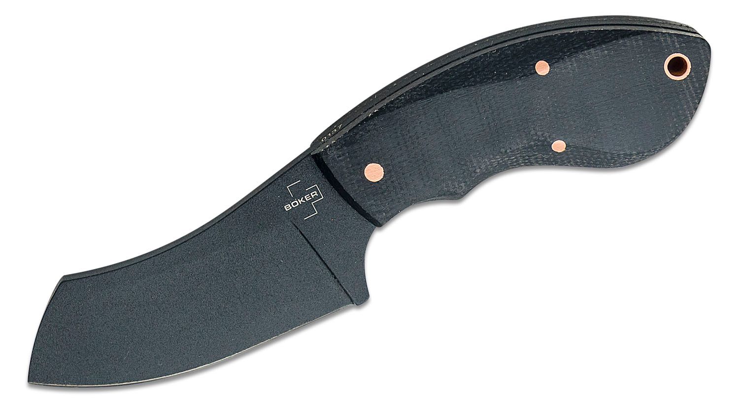 Boker Rhino Fixed Blade Knife Black Micarta Handle D2 Plain Black Blade  02BO085