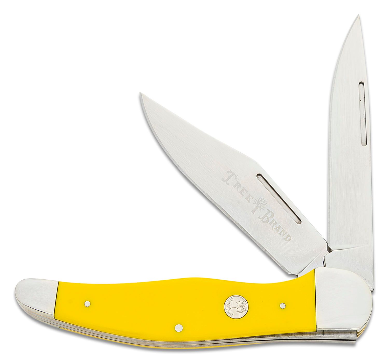 Boker Traditional Series 2.0 Folding Hunter, Yellow Delrin Handles, D2  Blade 5.25 Closed - KnifeCenter - 110839