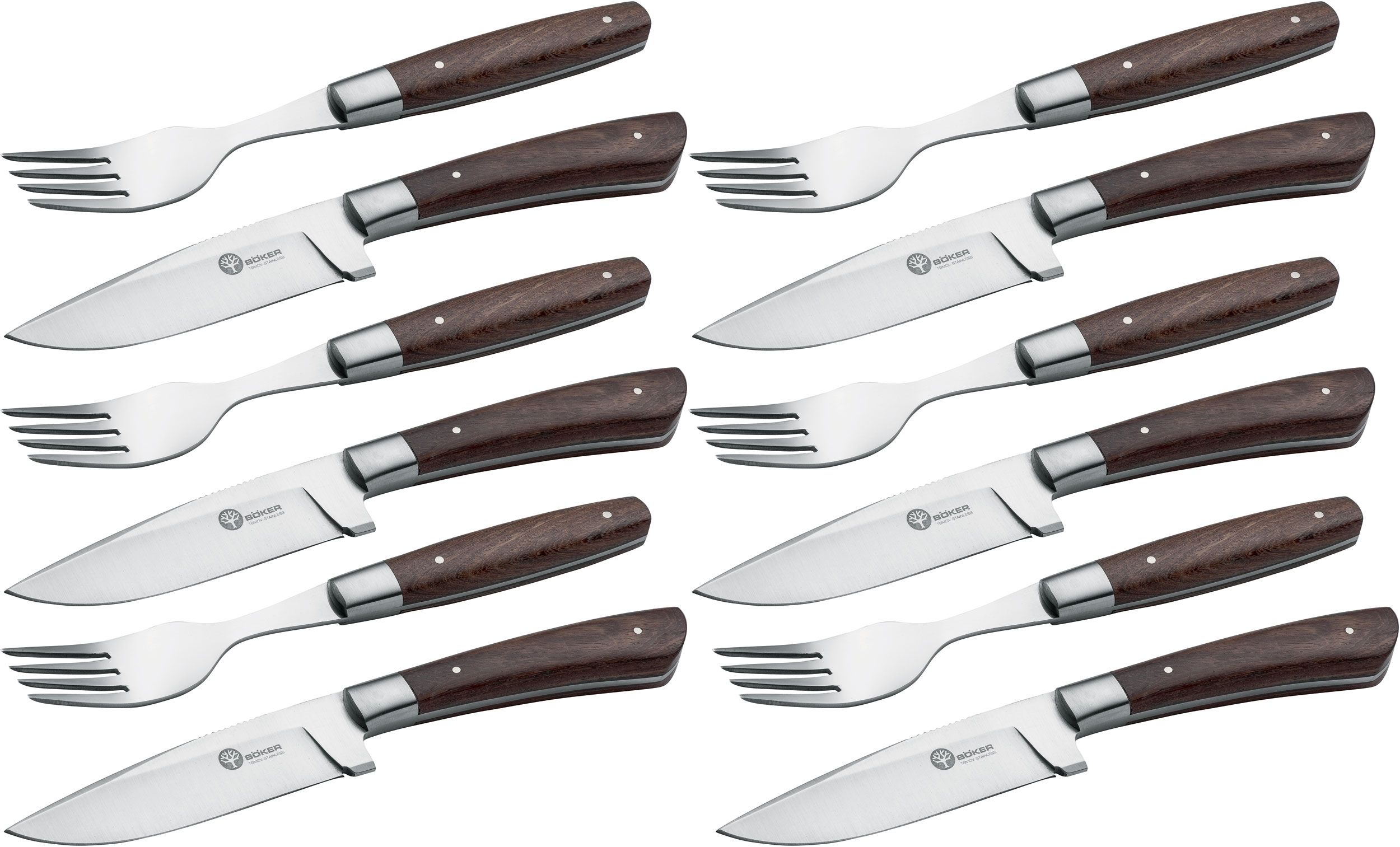 Steak knife and fork set, 12-piece