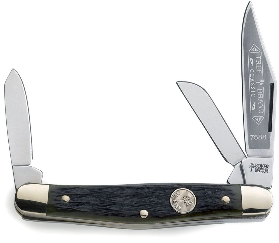 Boker 3 Blade Pocket Knife 3-1/4 Closed, Bone Handles (117588