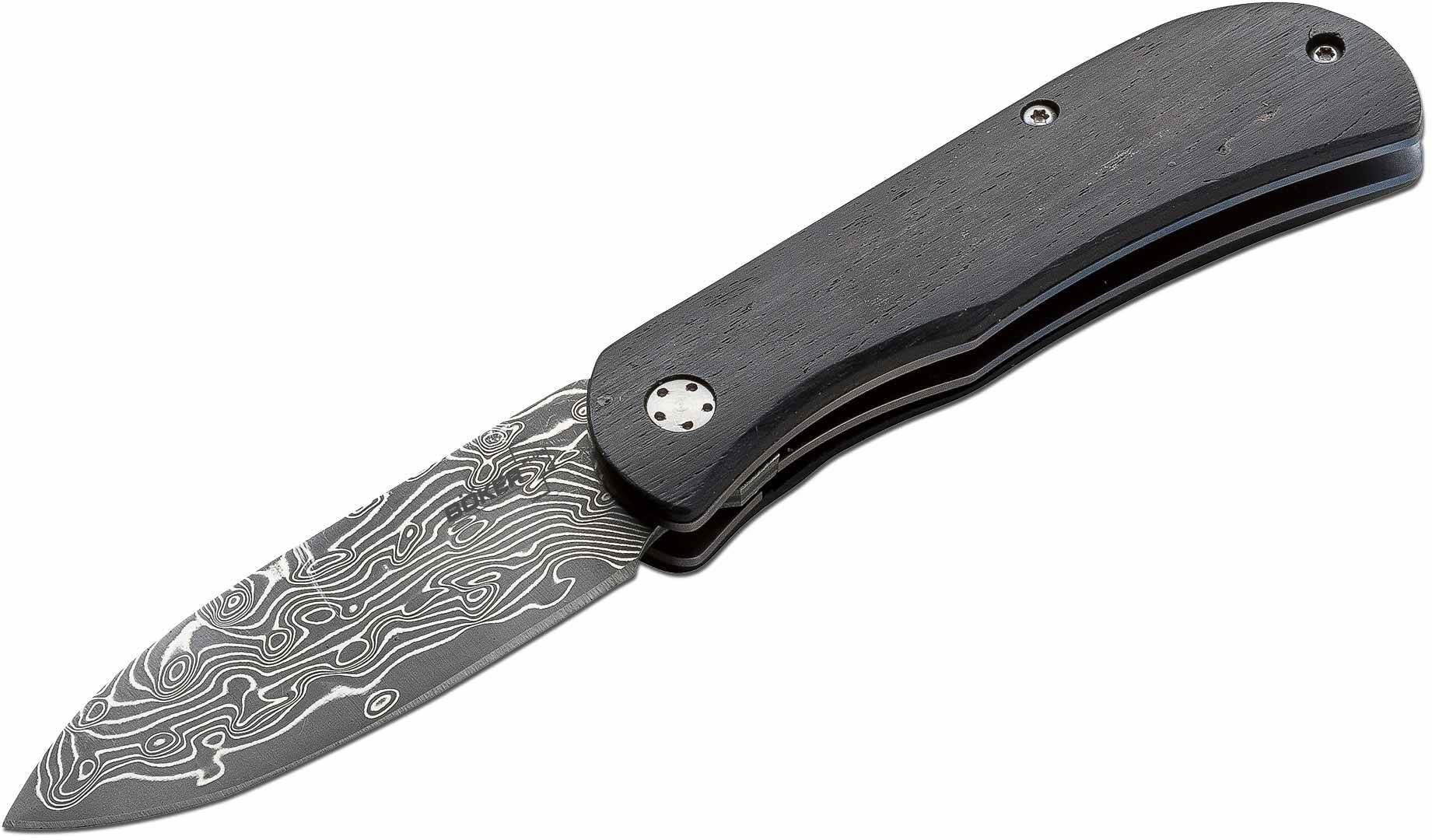 Boker Plus Exskelibur II Folding Knife 2-3/4 Damascus Blade, Ebony Handles  (01BO016DAM) - KnifeCenter - Discontinued