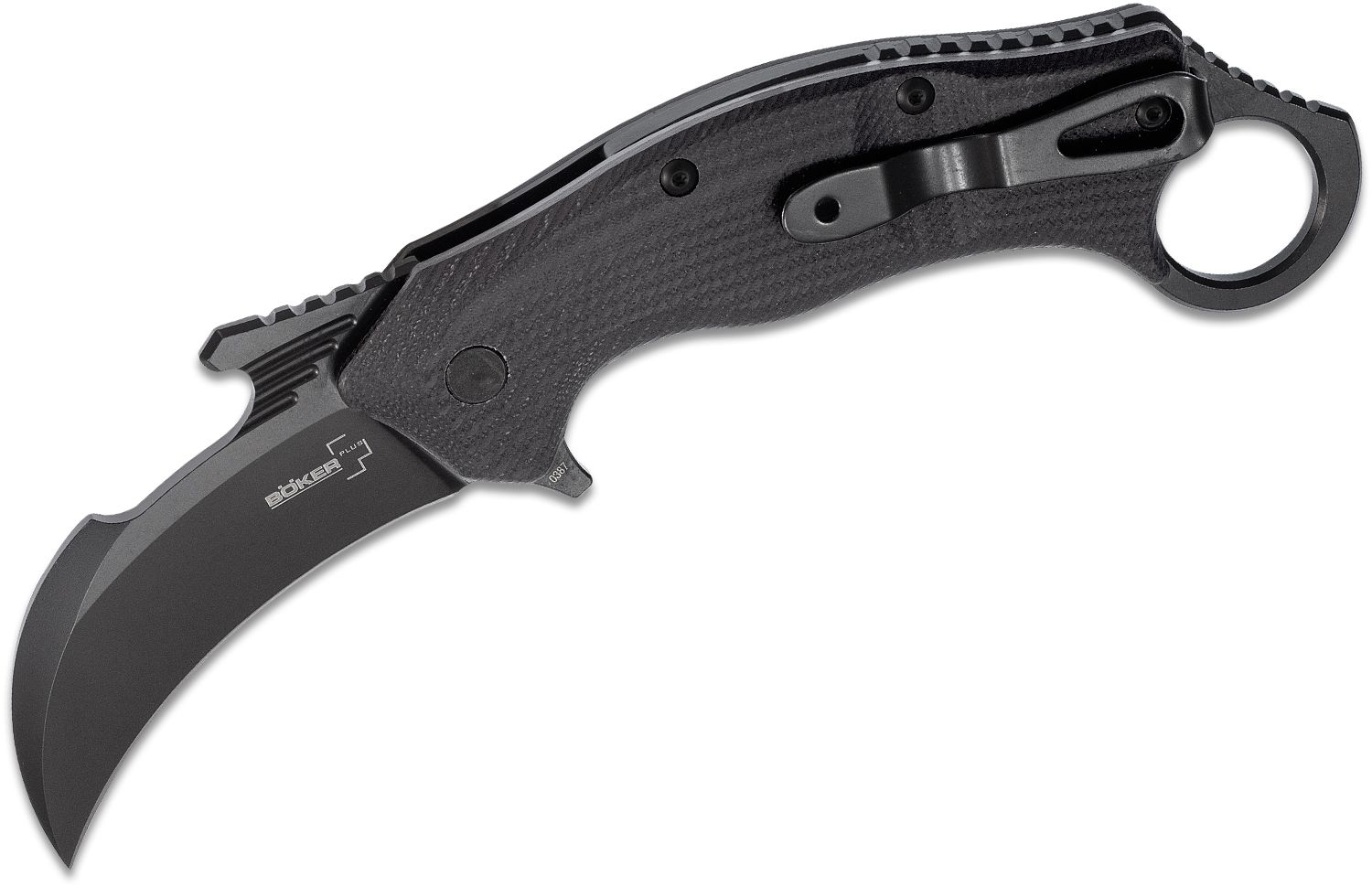 Boker Plus Exclusive HEL Karambit Flipper Knife, Black Blade