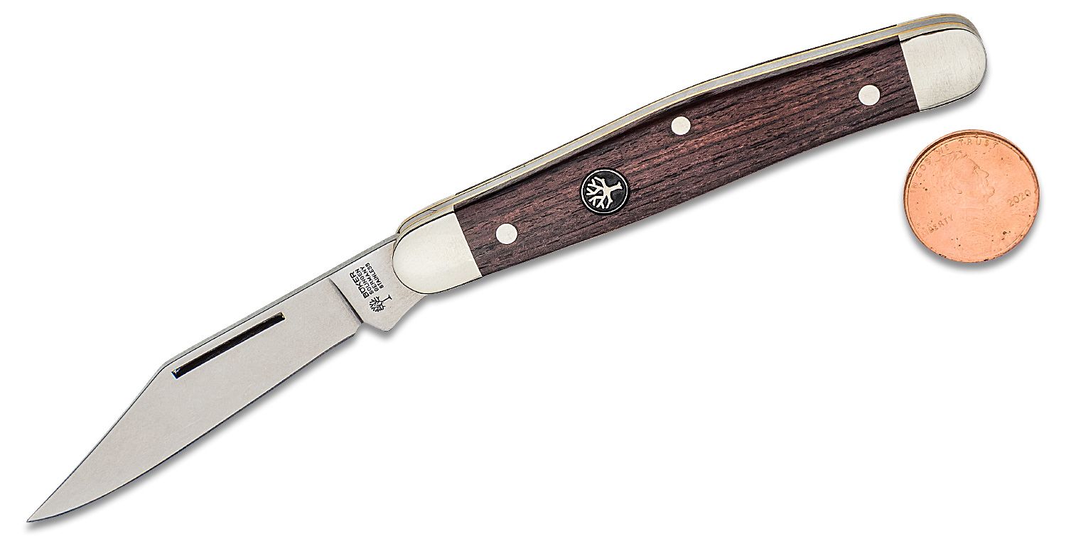 Boker Medium Stockman Pocket Knife 2.95 4034 Satin Clip Point Blade,  Rosewood Handles with Nickel Silver Bolsters - KnifeCenter - 117588HP -  Discontinued
